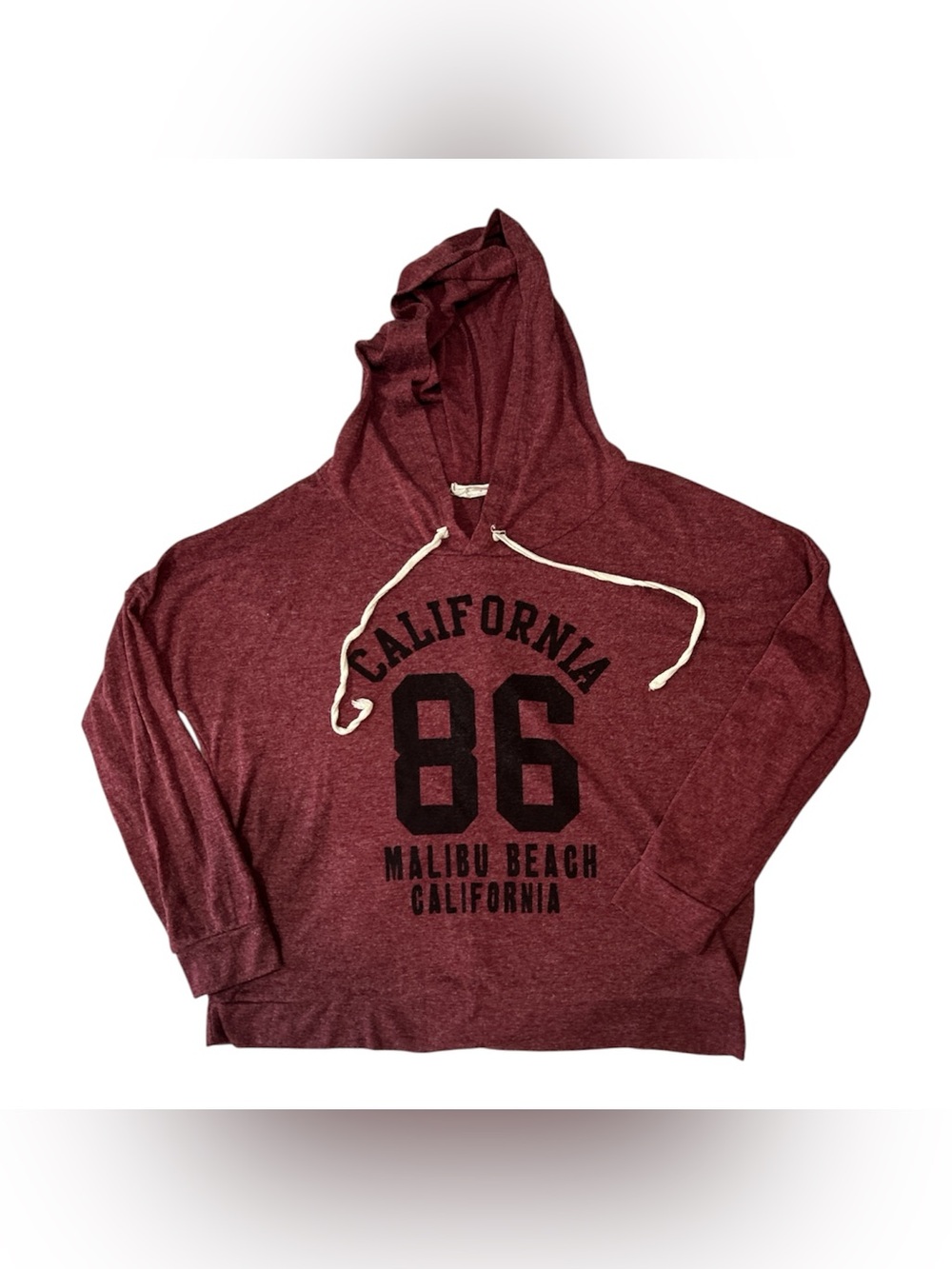 California 86 Malibu Beach Women’s maroon sweatshirt hoodie sz L